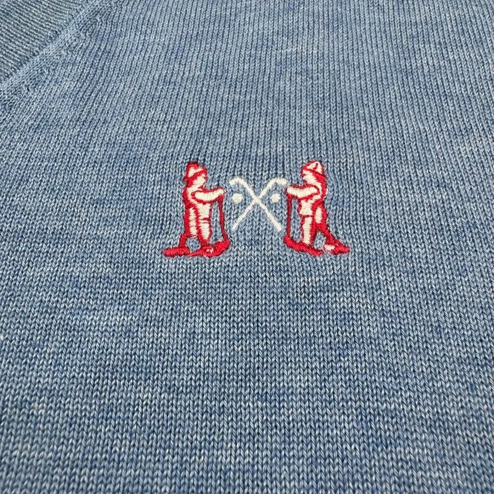 Peter Millar Sweater Vest Silk/Cotton/Cashmere V-Neck Men's Xl Blue NGLA Logo